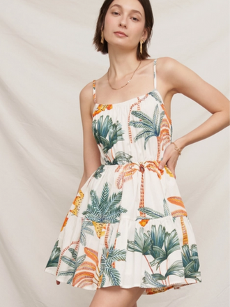 En Creme Tropical Escape Open-Back Mini Dress