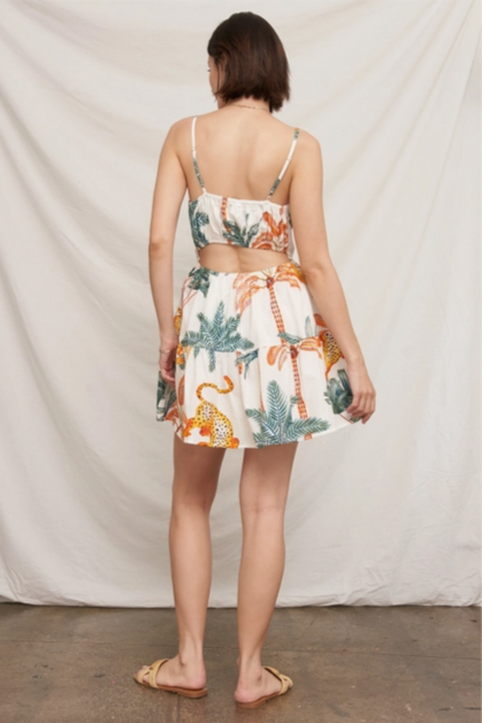 En Creme Tropical Escape Open-Back Mini Dress