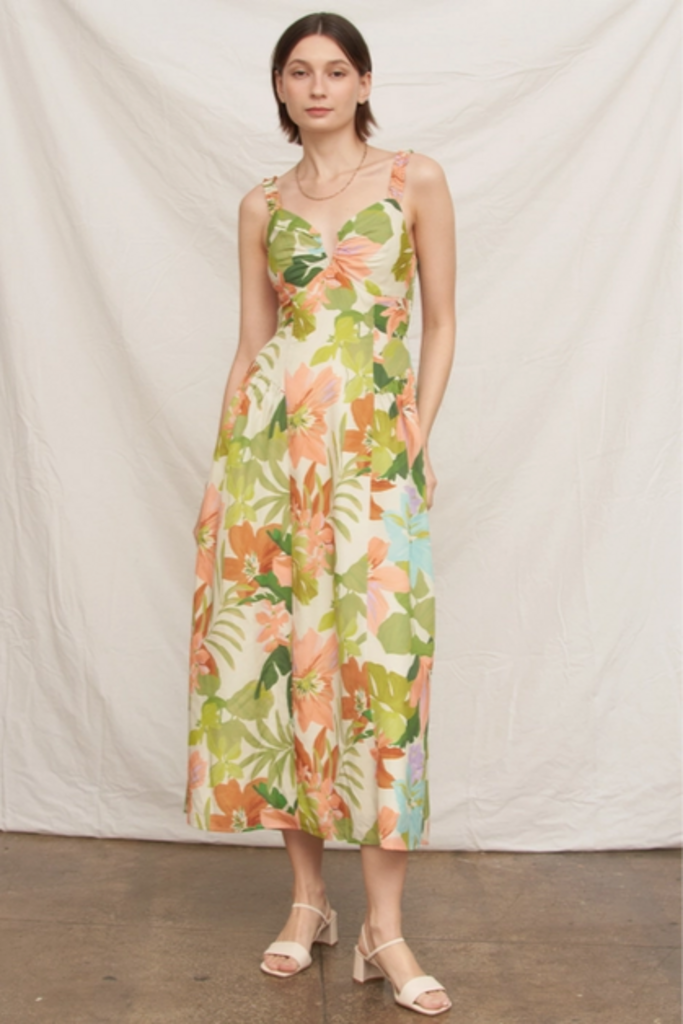 En Creme Island Garden Cutout Midi Dress
