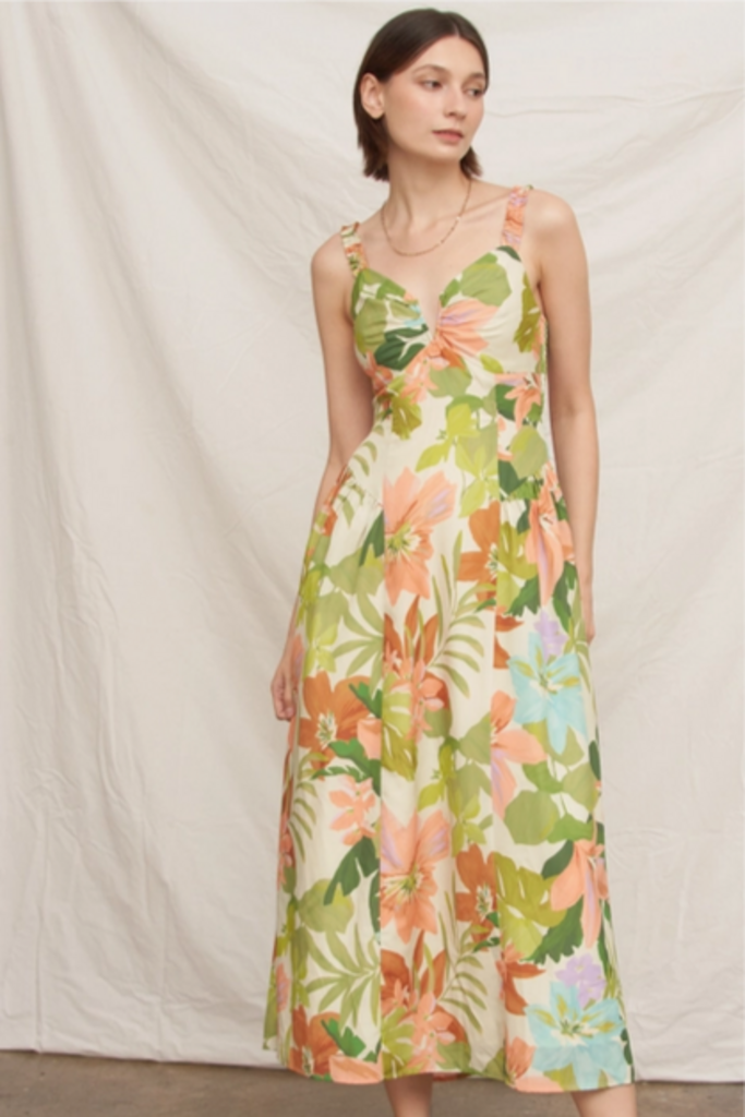 En Creme Island Garden Cutout Midi Dress