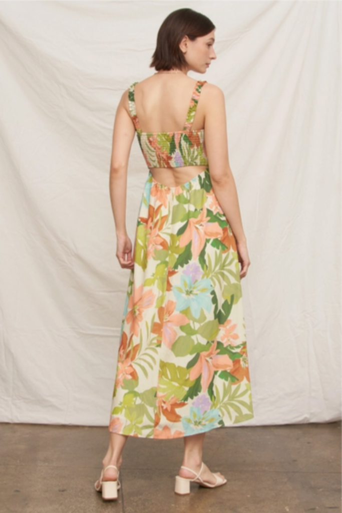 En Creme Island Garden Cutout Midi Dress