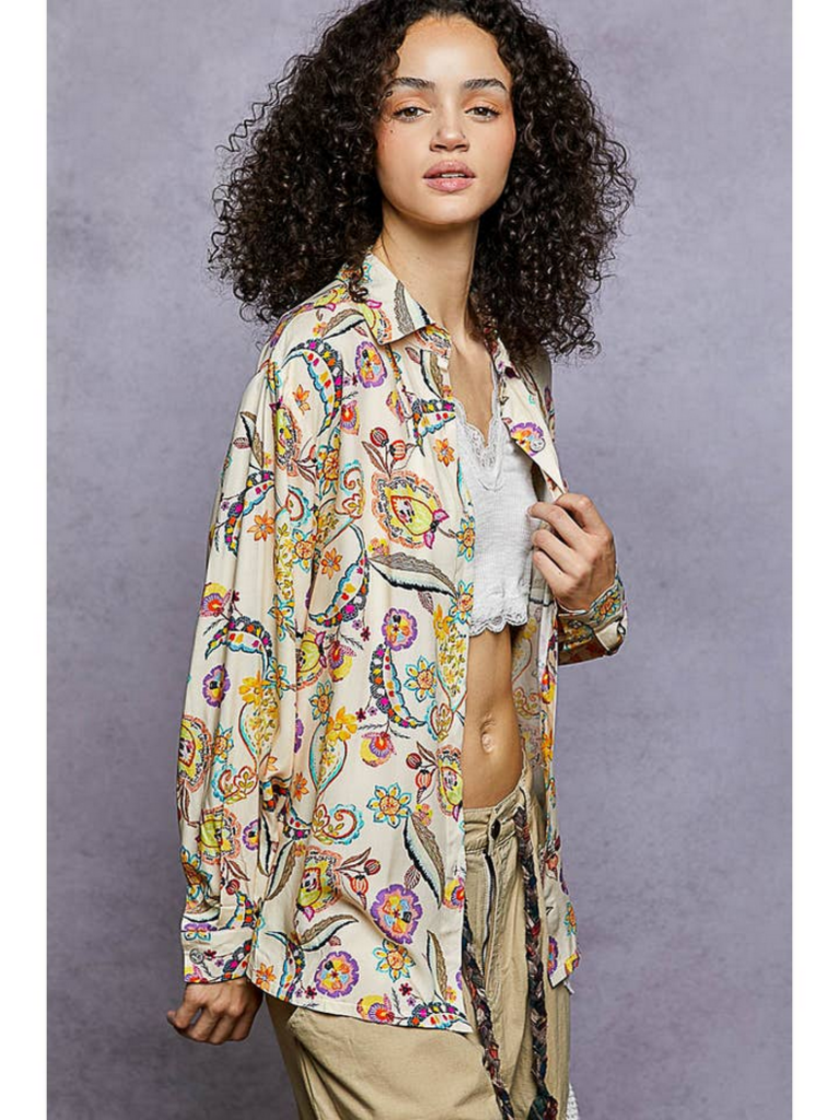 POL Wildflower Paisley Oversized Shirt