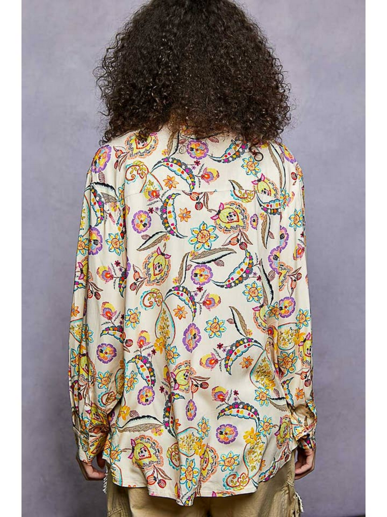 POL Wildflower Paisley Oversized Shirt