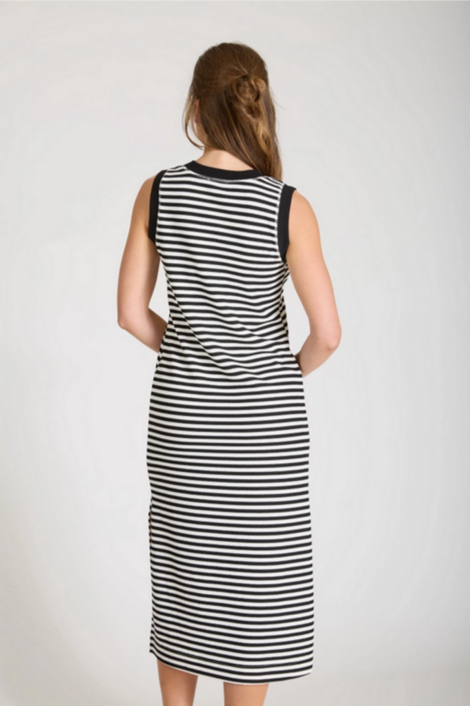 Blu Pepper Stripe Henley Tank Knit Midi Dress