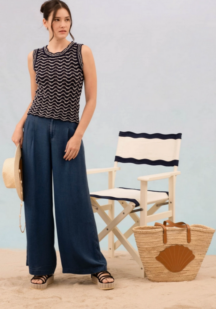 Blu Pepper Coastal Wave Crochet Knit Tank