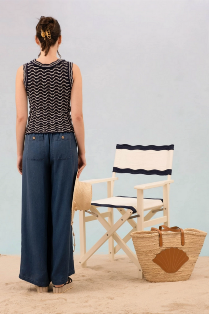 Blu Pepper Coastal Wave Crochet Knit Tank