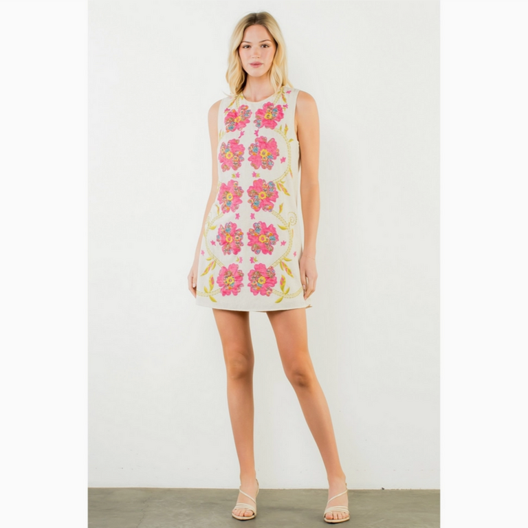 THML Garden Party Appliqué Shift Dress