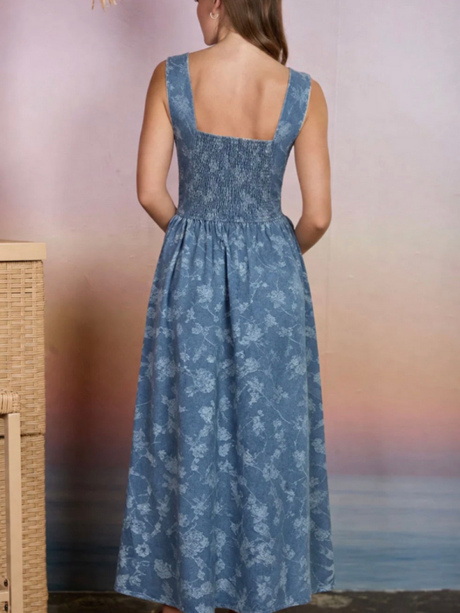 blu pepper floral lace trim midi dress Blu Pepper Women's Lace Detail Floral Midi Dress - Natural