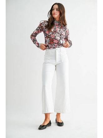 Mica Denim High-Rise Wide Crop Patch Pocket