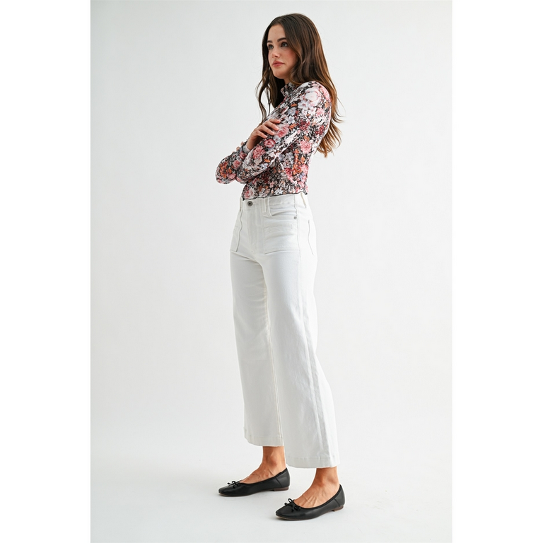 Mica Denim High-Rise Wide Crop Patch Pocket