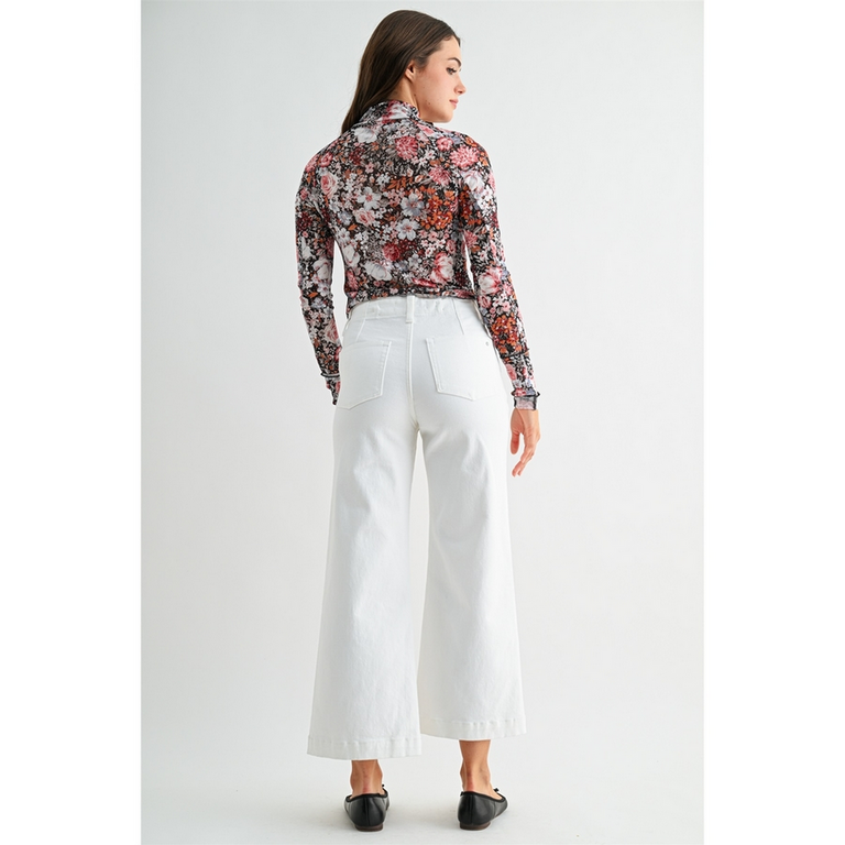 Mica Denim High-Rise Wide Crop Patch Pocket