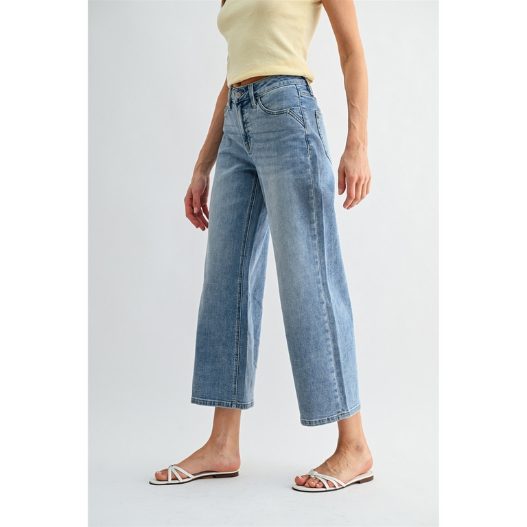 Mica Denim Mid Rise Wide Leg Crop Jeans