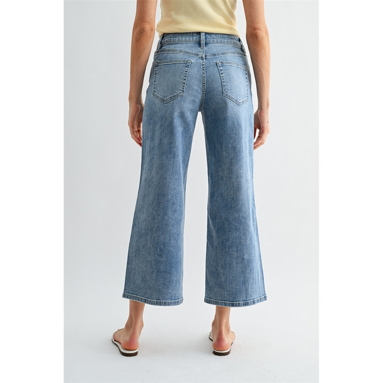 Mica Denim Mid Rise Wide Leg Crop Jeans