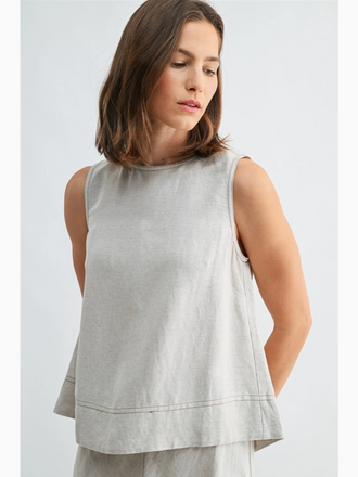 Fun2Fun Linen Pleated Back Sleeveless Top
