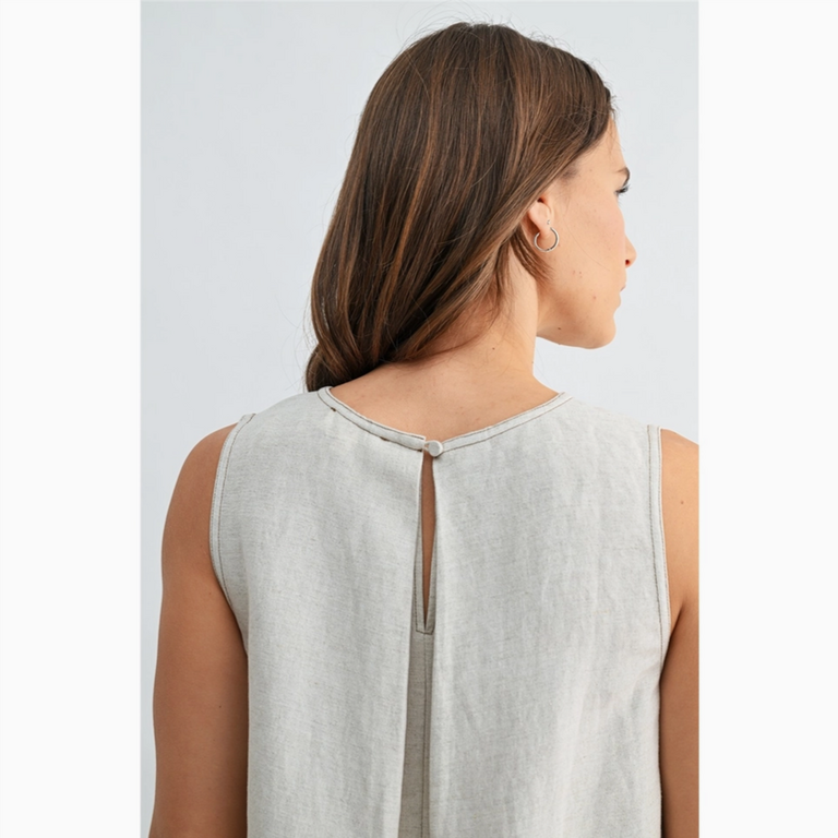Fun2Fun Linen Pleated Back Sleeveless Top