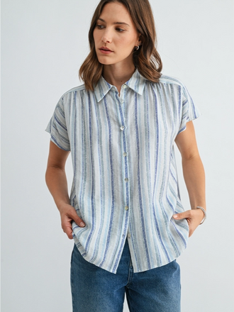 Fun2Fun Stripe Dolman Sleeve Buttondown Shirt