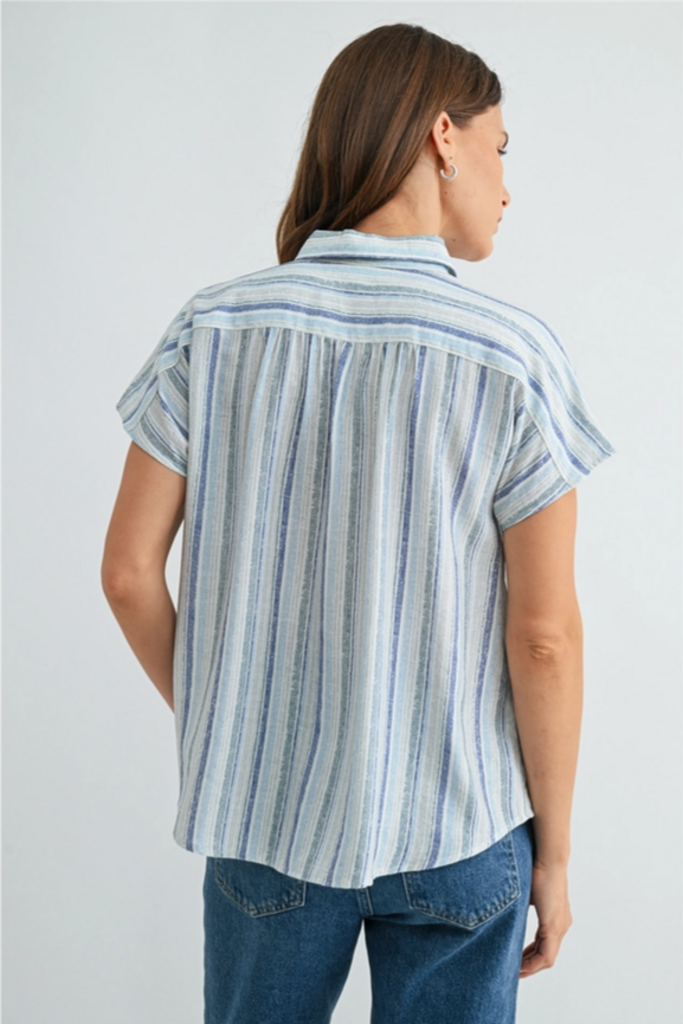 Fun2Fun Stripe Dolman Sleeve Buttondown Shirt