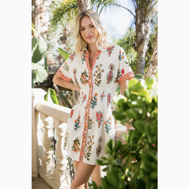 THML Short Sleeve Floral Pattern Dress