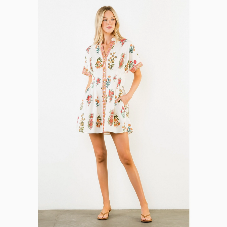 THML Short Sleeve Floral Pattern Dress