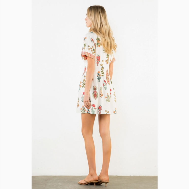 THML Short Sleeve Floral Pattern Dress