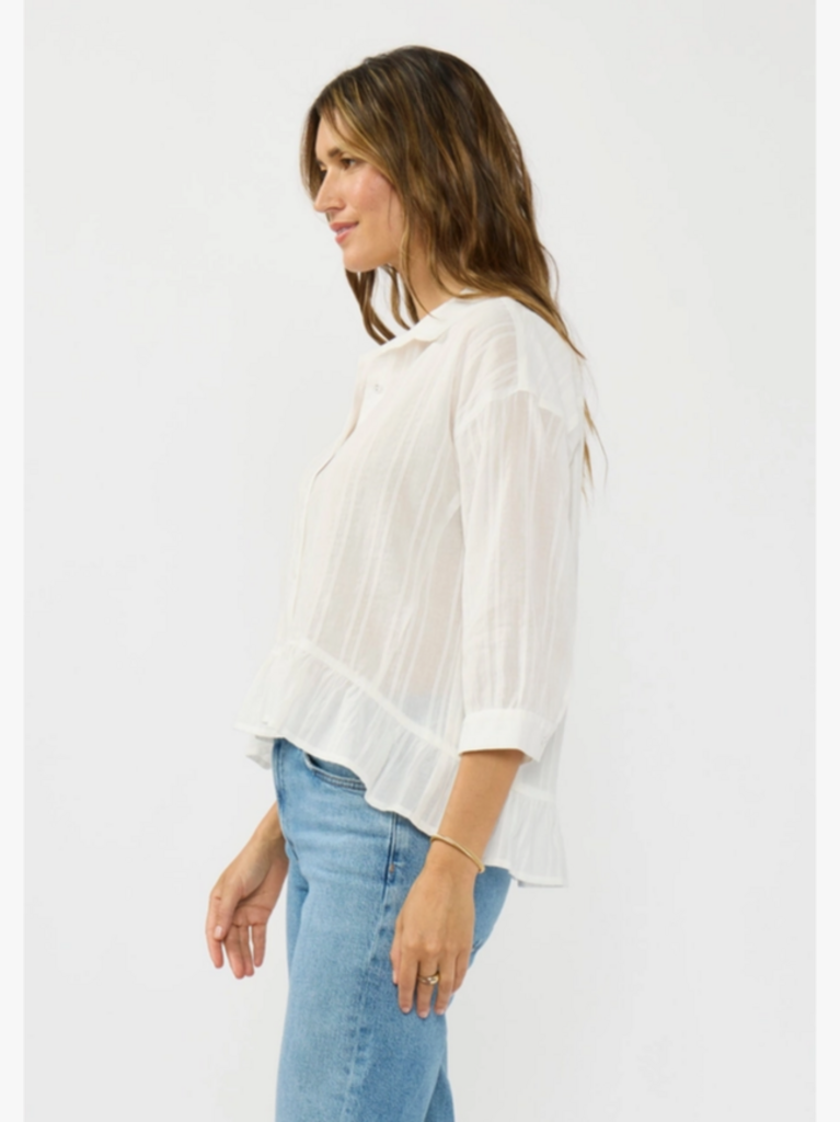 Love Stitch Ruffle Sleeve Embroidered Blouse