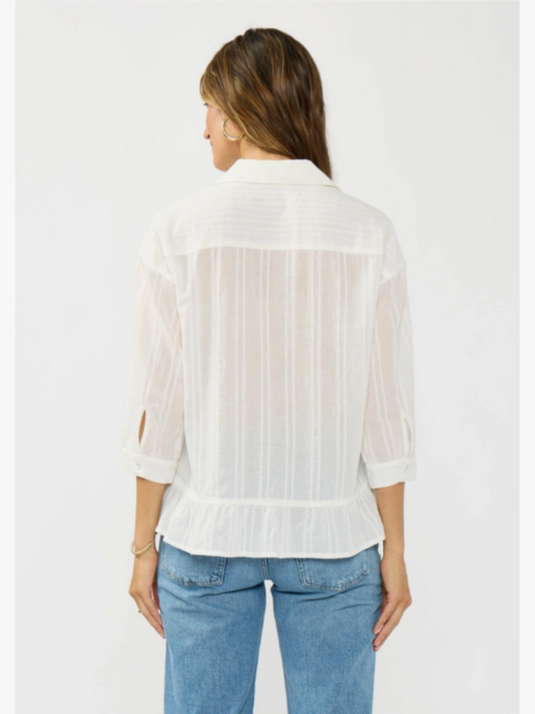 Love Stitch Ruffle Sleeve Embroidered Blouse