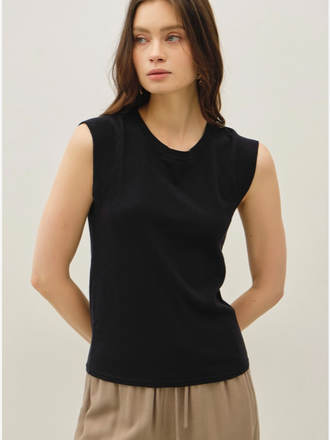 Be Cool Solid Cotton Cap Sleeve Tank Top