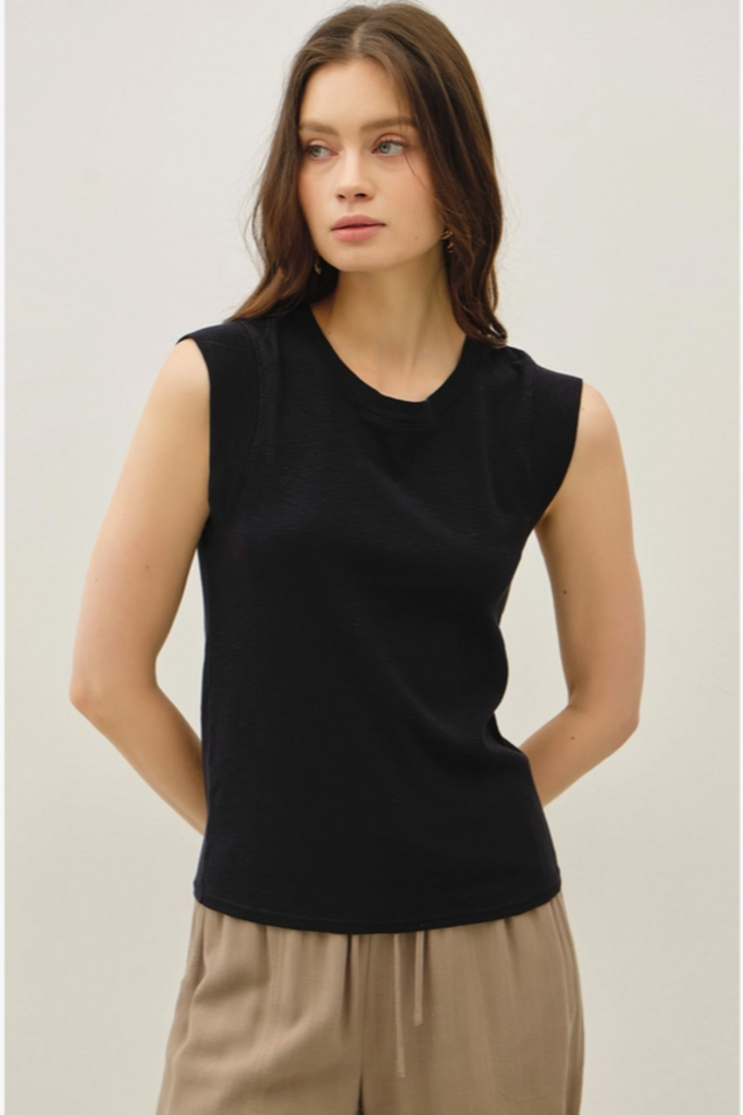 Be Cool Solid Cotton Cap Sleeve Tank Top