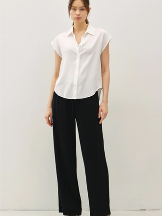 Be Cool Capped Sleeve Button Up Tencel Shirt