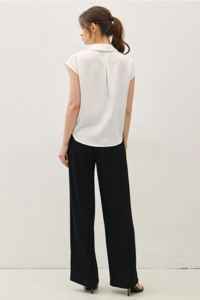 Be Cool Capped Sleeve Button Up Tencel Shirt