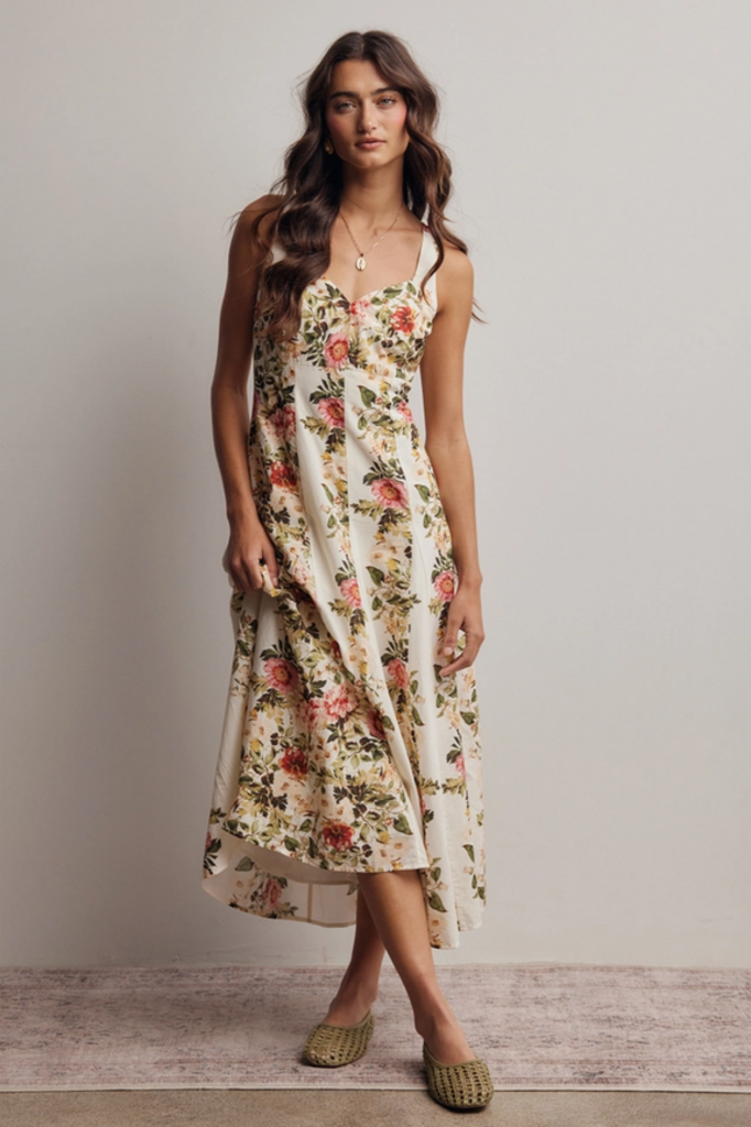 Forte Floral Panel Midi Dress