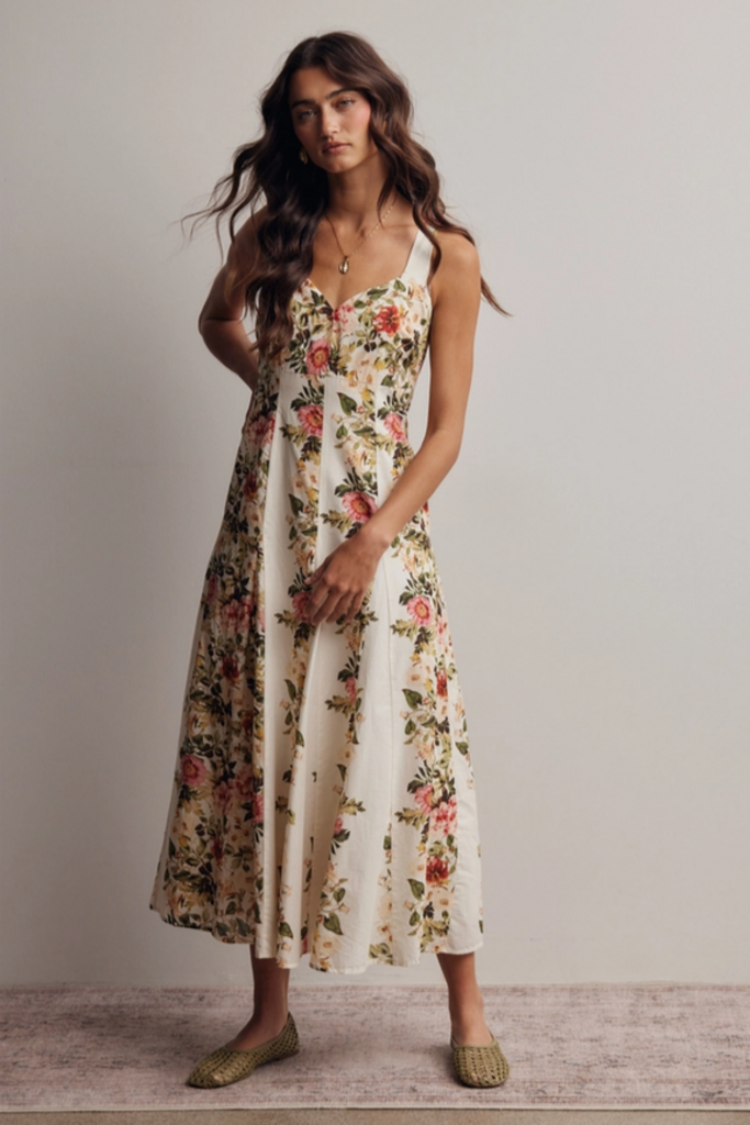 Forte Floral Panel Midi Dress