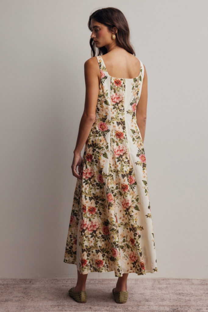Forte Floral Panel Midi Dress