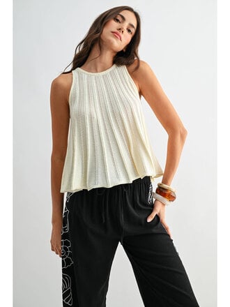Camellia Sleeveless Knit Top with Flared Hem