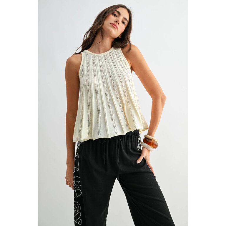 Camellia Sleeveless Knit Top with Flared Hem