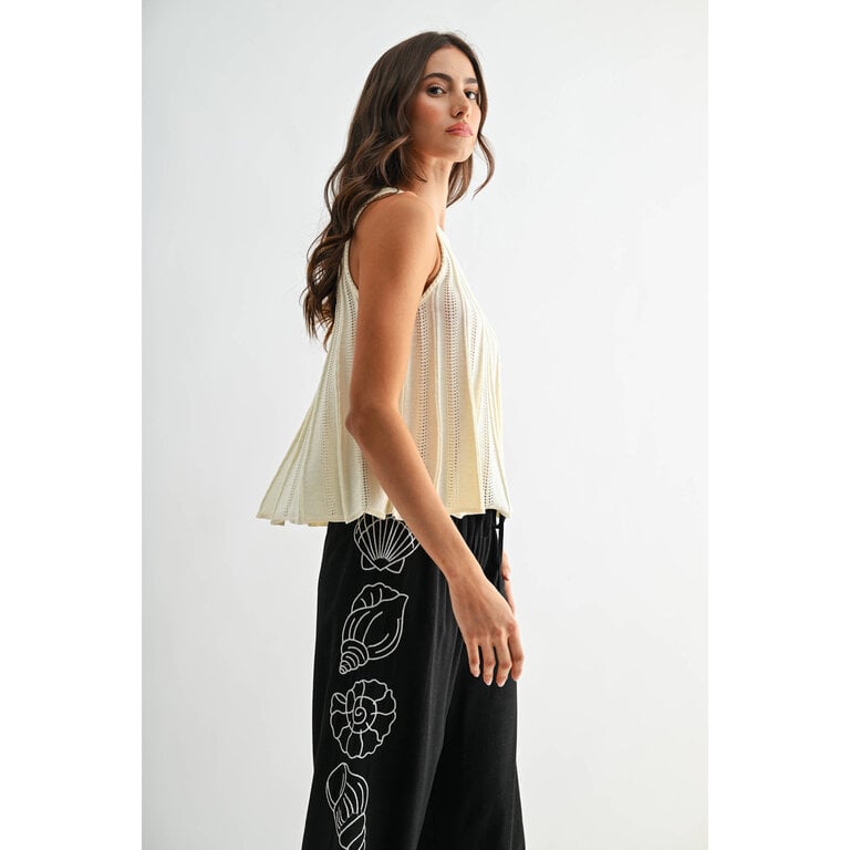 Camellia Sleeveless Knit Top with Flared Hem