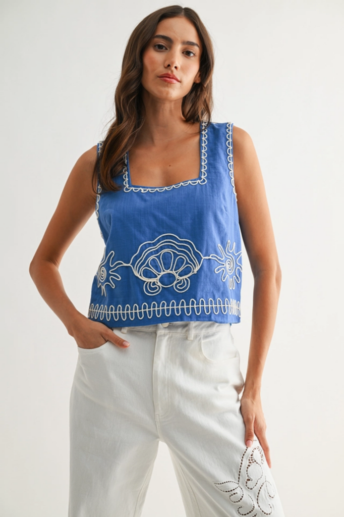 Camellia Embroidered Sleeveless Top
