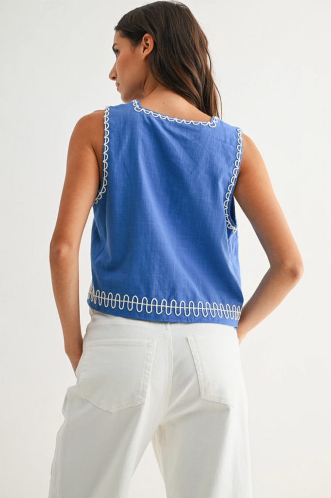 Camellia Embroidered Sleeveless Top