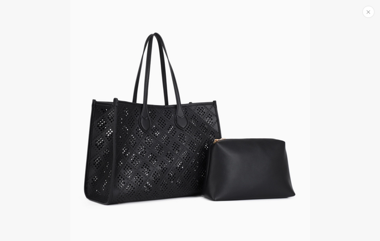 Blue Suede Perforated Tote Bag