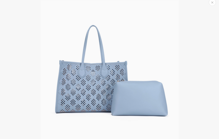 Blue Suede Perforated Tote Bag