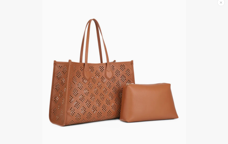 Blue Suede Perforated Tote Bag
