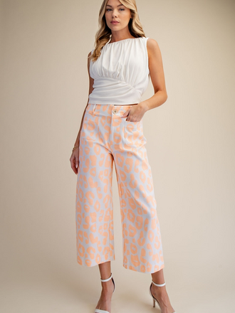 Glam Animal Print Cropped Pants