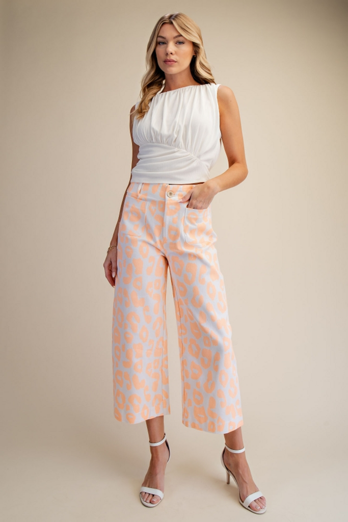 Glam Animal Print Cropped Pants
