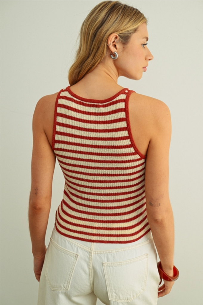 Miou Muse Embroidered Palm Tree Ribbed Tank Top