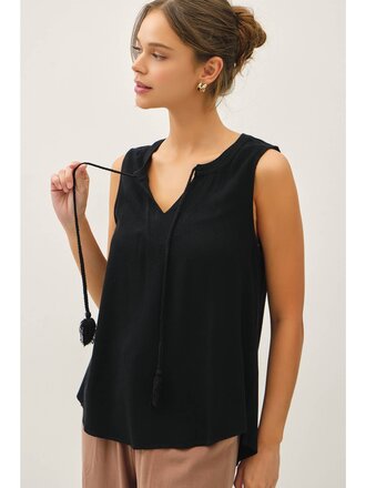 Be Cool Linen Blend Two-Tie Swing Top