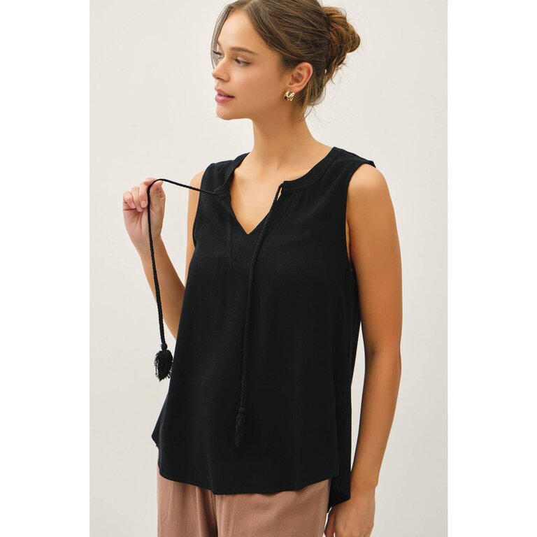 Be Cool Linen Blend Two-Tie Swing Top