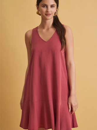 Be Cool Ruffle Hem Tencel Mini Dress