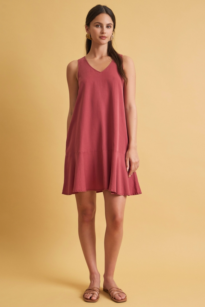 Be Cool Ruffle Hem Tencel Mini Dress