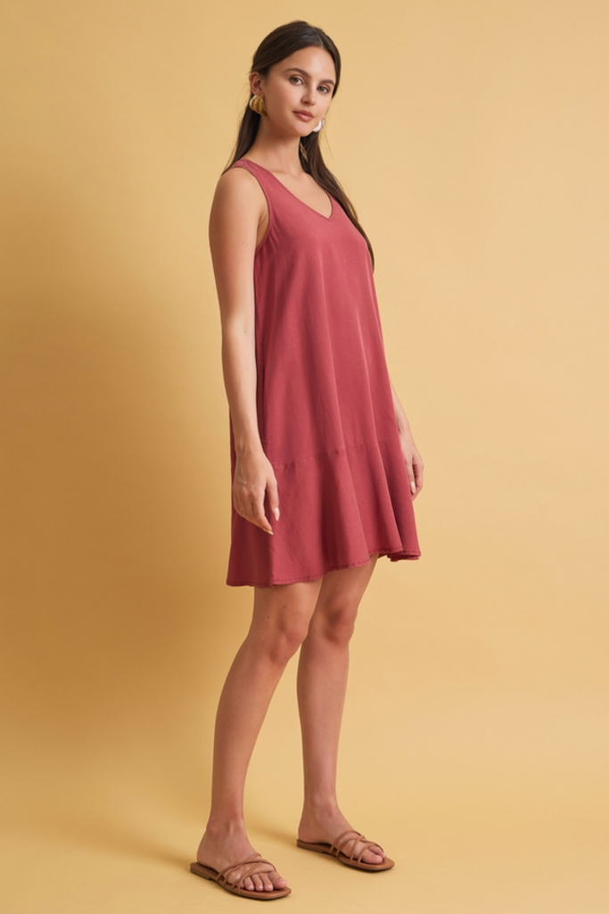 Be Cool Ruffle Hem Tencel Mini Dress