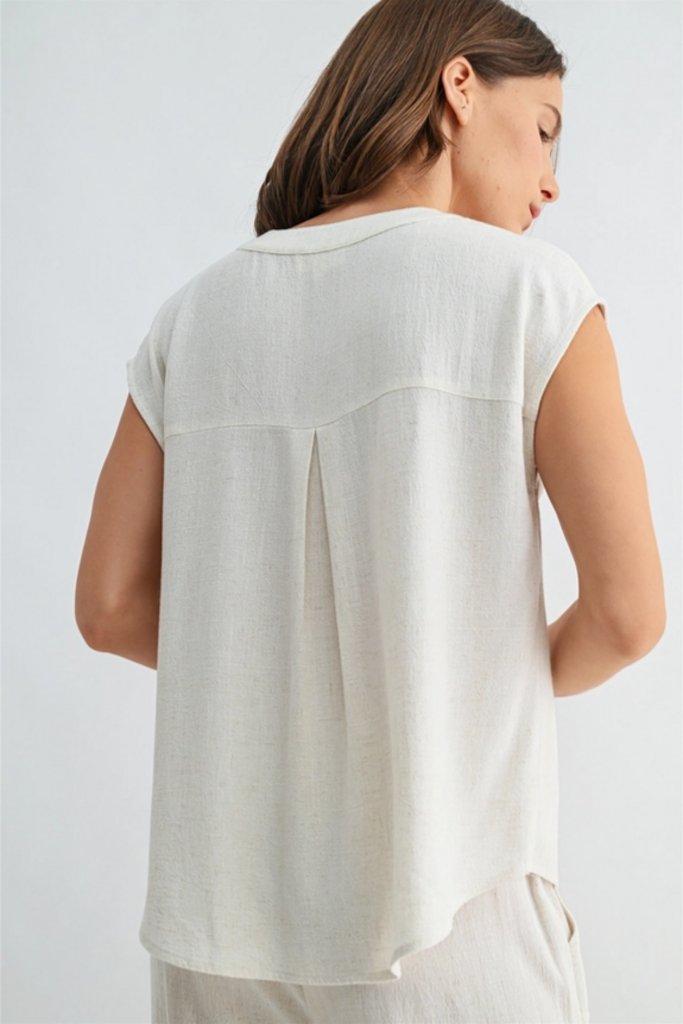 Fun2Fun V Neck Dolman Top in Natural